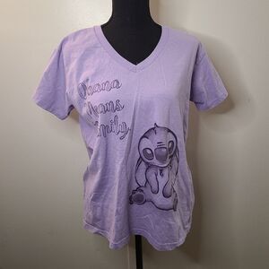 Disney Stitch Ohana purple v cut shirt large